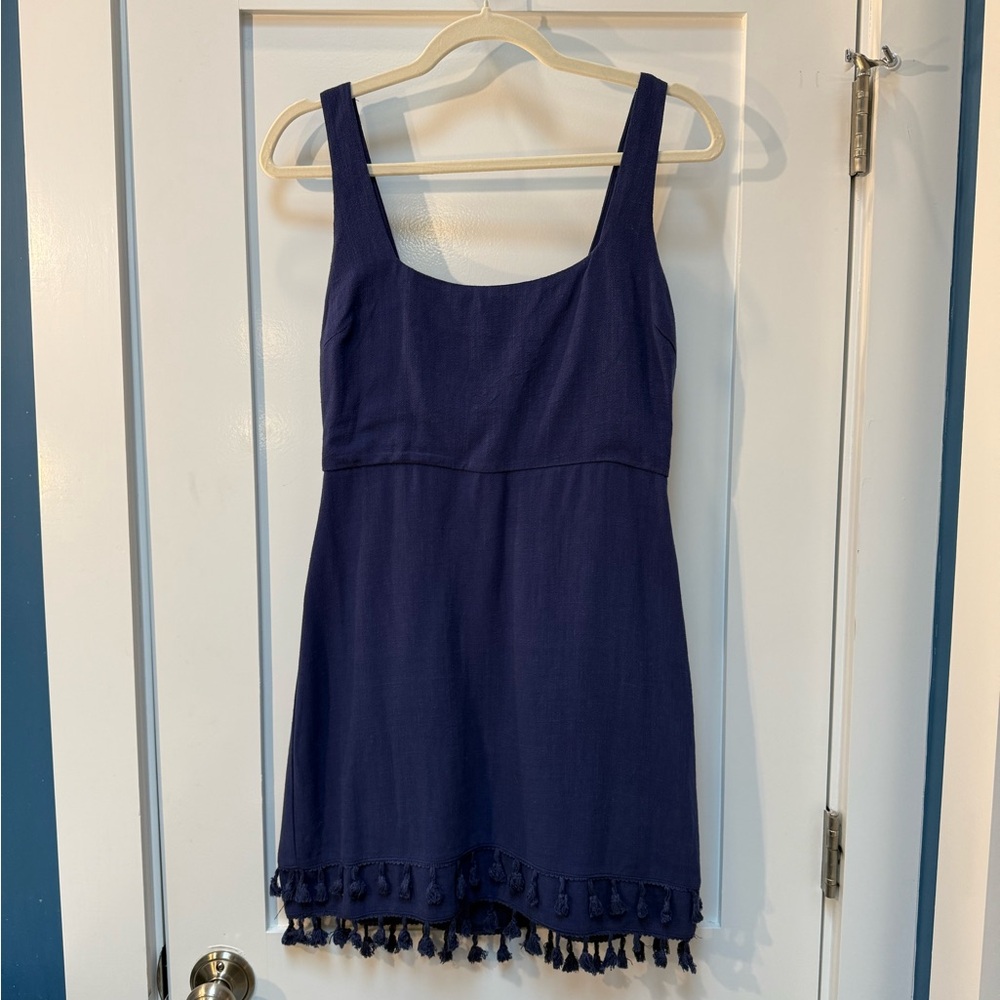 Lulu's Feel the Sunshine Blue Tassel Mini Dress